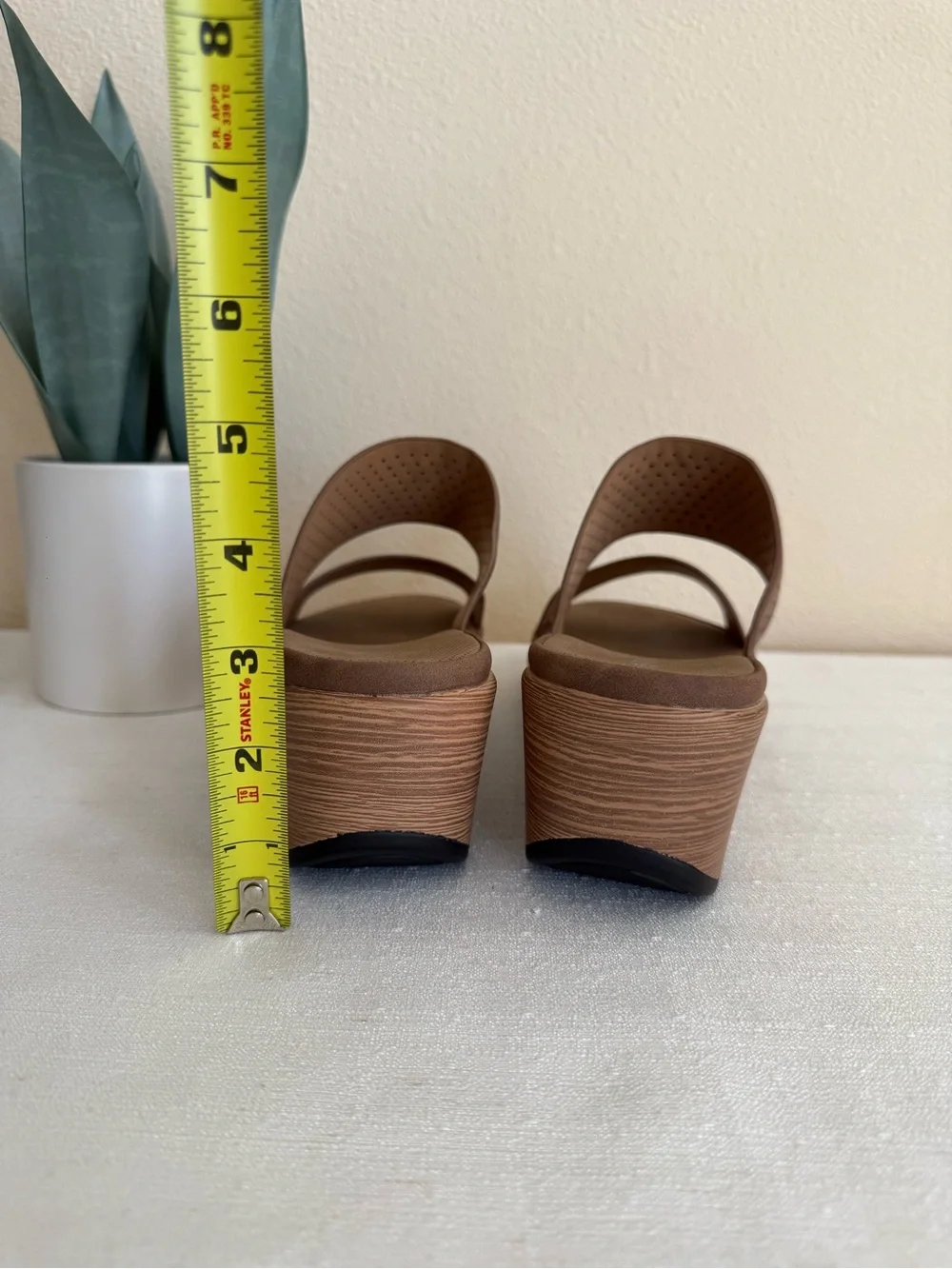 New Patrizia Brown Perforated Wedge Slide Sandals - Casual Platform Comfort